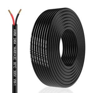 14 Gauge Wire 2 Conductor 14 AWG Electrical Wire Stranded PVC Cord Oxygen-Free Copper Cable 100FT 300V 2 Core Flexible Extension Power Cord for Auto Cord for LED Lamp Lighting Strips Automotive