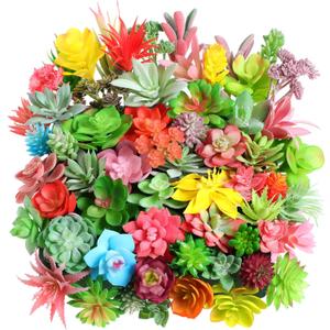 WILLBOND 100 Pcs Succulents Plants Artificial Fake Succulents Bulk Artificial Succulents Unpotted Realistic Plants Assorted Textured Succulent Succulent Plastic Cactus Stems Decoration (Fresh Style)