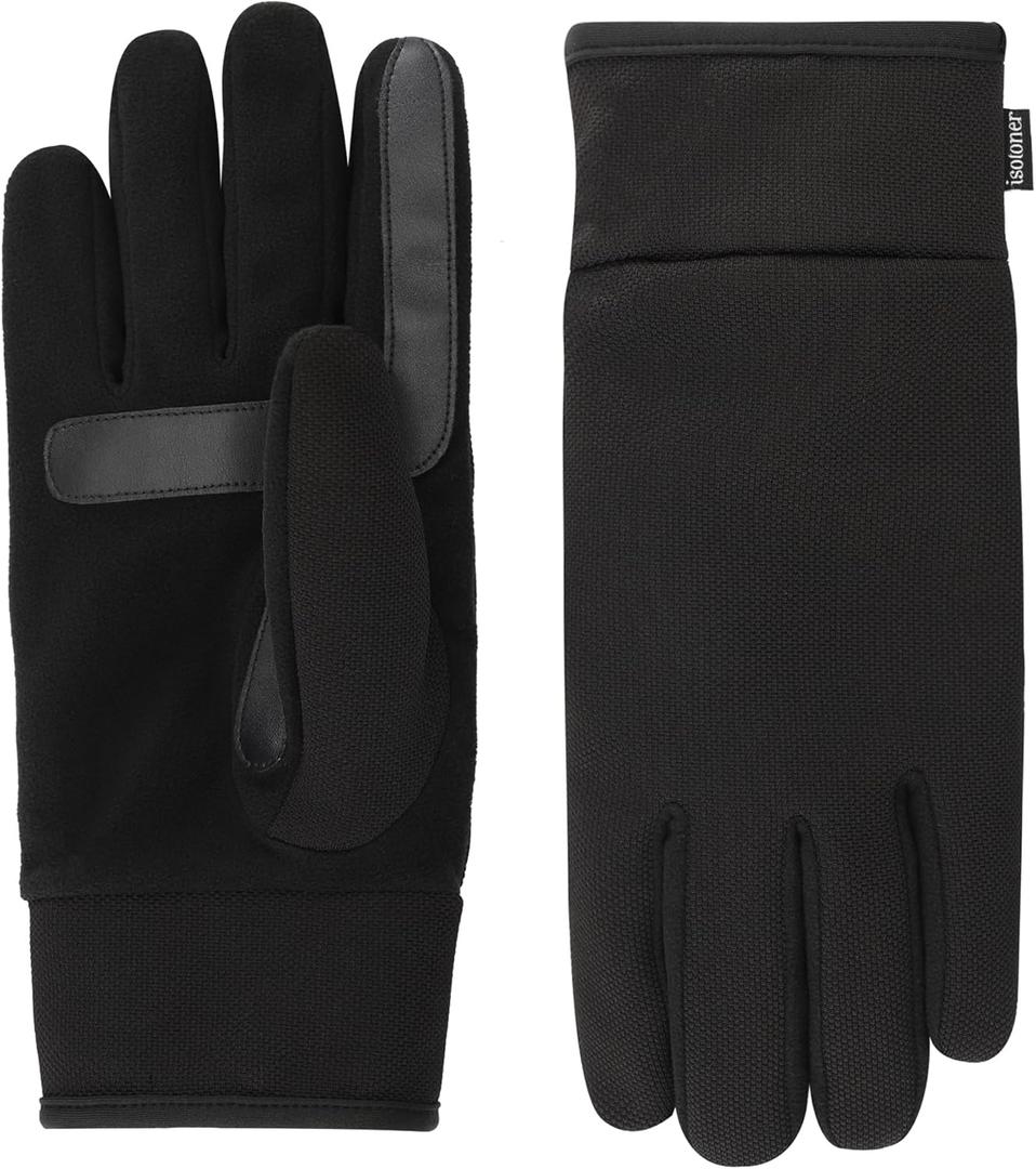 Isotoner Mens Tech Stretch Touchscreen Texting Double Lined Cold Weather Gloves with Water Repellent Technology, Size: X-Large (Black)