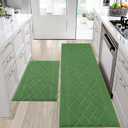 BEQHAUSE Kitchen Mats for Floor 2PCS, Kitchen Rugs Non-Slip Washable, Kitchen Runner Rug Absorbent and Stain Resistant, Floor Mat for Kitchen, Laundry & Sink, 20"x30"+20"x48", Green