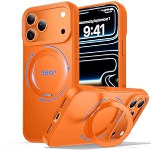 for iPhone 17 Pro Max Case with Stand,Fits MagSafe,Military Drop Protection,Build in Kickstand,iPhone 17 Pro Max Phone Case 6.9" Matte Orange