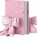 Leinuosen 2 Pcs Pink Bow Bookends Ceramic Cute Book Ends Decorative Book Stand Bow Sculpture Statues Tabletop Shelf Ornament Room Decor for Home Office School Dorm Girl Desk