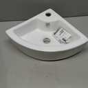 Small Corner Bathroom Sink - White Triangle Porcelain Ceramic Wall Mount Vessel Sink, Above Counter Design with Single Faucet Hole & Overflow