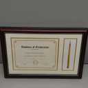 GraduationMall 11x17 Cherry Wood Diploma Frame with Tassel Holder for 8.5x11 Certificate Document,Real Glass,Navy Blue over Gold Mat