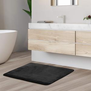 Clara Clark Bathroom Rug 24" x 17"- Bathroom Rugs, Memory Foam Bath Mat, Plush, Cozy, Ultra Soft, Non Slip, Machine Washable, Quick Dry - Black