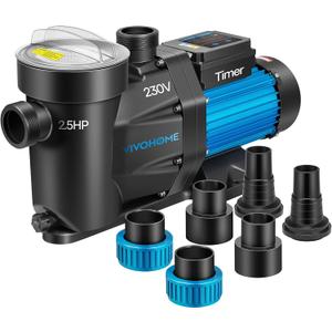 VIVOHOME Self Primming in/Above Ground Swimming Pool Pump w 1.25'' & 1.5" & 2.0'' Unions Energy Saving w/Strainer Baske, 8880 GPH