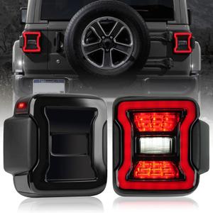 Smoke lens LED Tail Lights Compatible with Jeep Wrangler JL 2018-2026, Brake Light Reverse Light Turn Signal Lamp Running Lights Side Marker Light Assembly