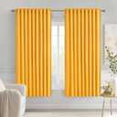 MIULEE Yellow Back Tab Blackout Curtains 63 Inch Length 2 Panels Set for Living Room Bedroom Privacy, Rod Pocket/Pinch Pleat Thermal Insulated Room Darkening Pleated Light Blocking Drapes