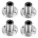 Linear Ball Bearings, LMF10UU 10mm Round Flange Linear Motion Bushing Double Side Rubber Sealed for 10mm Linear Shaft CNC Machine 3D Printer 4 Pack