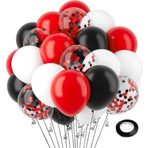 2 x Black and Red Balloons Arch Kit Christmas Gifts Black Red White Latex Matte Balloon Decorations for Birthday Graduation Casino Theme Race Car Party Bachelorette Wedding Anniversary