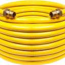Grehitk 70ft 3/ 4'' Flexible Gas Line, CSST Corrugated Stainless Steel Tubing Pipe Kit, Natural Gas Line Propane Pipe Conversion Kit Grill Hose with 2 Male Adapter Fittings (70ft 3/ 4'')