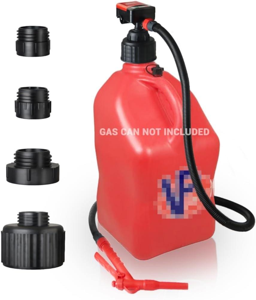 Fuel Transfer Pump Battery Powered with Nozzle - Gas Pump For 5 Gallon Gas Can - 51" Long Hose, Hand Control Nozzle - GAS CAN NOT INCLUDED
