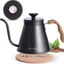 Harriet Gooseneck Kettle with Thermometer for Pour Over Coffee and Tea, 37 fl oz, Stainless Steel, Durable 3-Layer Base, Ideal Spout for Precision Pouring, Compatible with all Stove Tops, Black