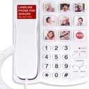 Uvital Big Button Phone for Seniors, Corded Landline Phone with 9 One-Touch Dialing Big Buttons, Hands-Free Calling, Loud Ringer, Easy to Use for Visually Impaired Telephone for Seniors