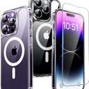 TAURI 2 in 1 for iPhone 14 Pro Max Case, Compatible with MagSafe [Not-Yellowing] with Screen Protector, Military-Grade Protection, Magnetic Case for iPhone 14 Pro Max 6.7", Clear