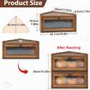 Sunhoo Bread Box for Kitchen Countertop Wooden Corner Breadbox Counter Food Storage Bin Container Farmhouse Rustic Homemade Bread Fresh Keeper Organizer Holder Vintage Stackable with Window (Brown)