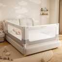 2 Piece Bed Rails for Queen Bed, No-Drill Needed Baby Bed Rail Guard for Toddlers with Height Adjustable, Thickened Child Safety Side Railing Guards/Bedrail for Kids, White/Grey, 60x78.7Inches