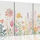 ZQARTZZQ Framed Colorful Wildflower Canvas Wall Art, Floral Wall Art, Watercolor Flower Wall Decor Flowers Pictures Prints Floral Painting Set of 3 for Living Room Girls Bedroom Bathroom 12x16in