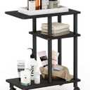 Furinno Turn-N-Tube C Shaped Side Table With Casters, Espresso/ Black