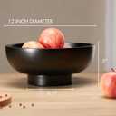 Food Safe Solid Wood Black Fruit Bowl for Kitchen Counter, 12-inch Diameter