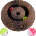 Kitty Kurlz Cat Scratching Toys for Indoor Cats - Magic Organ Interactive Cardboard Scratcher with 2 Bell Balls