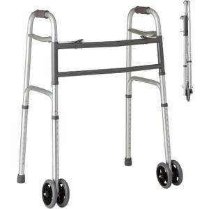 Medline Heavy-Duty Bariatric Folding Walker with 5” Wheels and Durable Handles, 500 lb. Weight Capacity