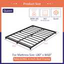 Nailsong 4 Inch Bed Frame Queen Size Low Profile, Queen Bed Frame No Box Spring Needed, Heavy Duty Metal, Easy Assembly, Black