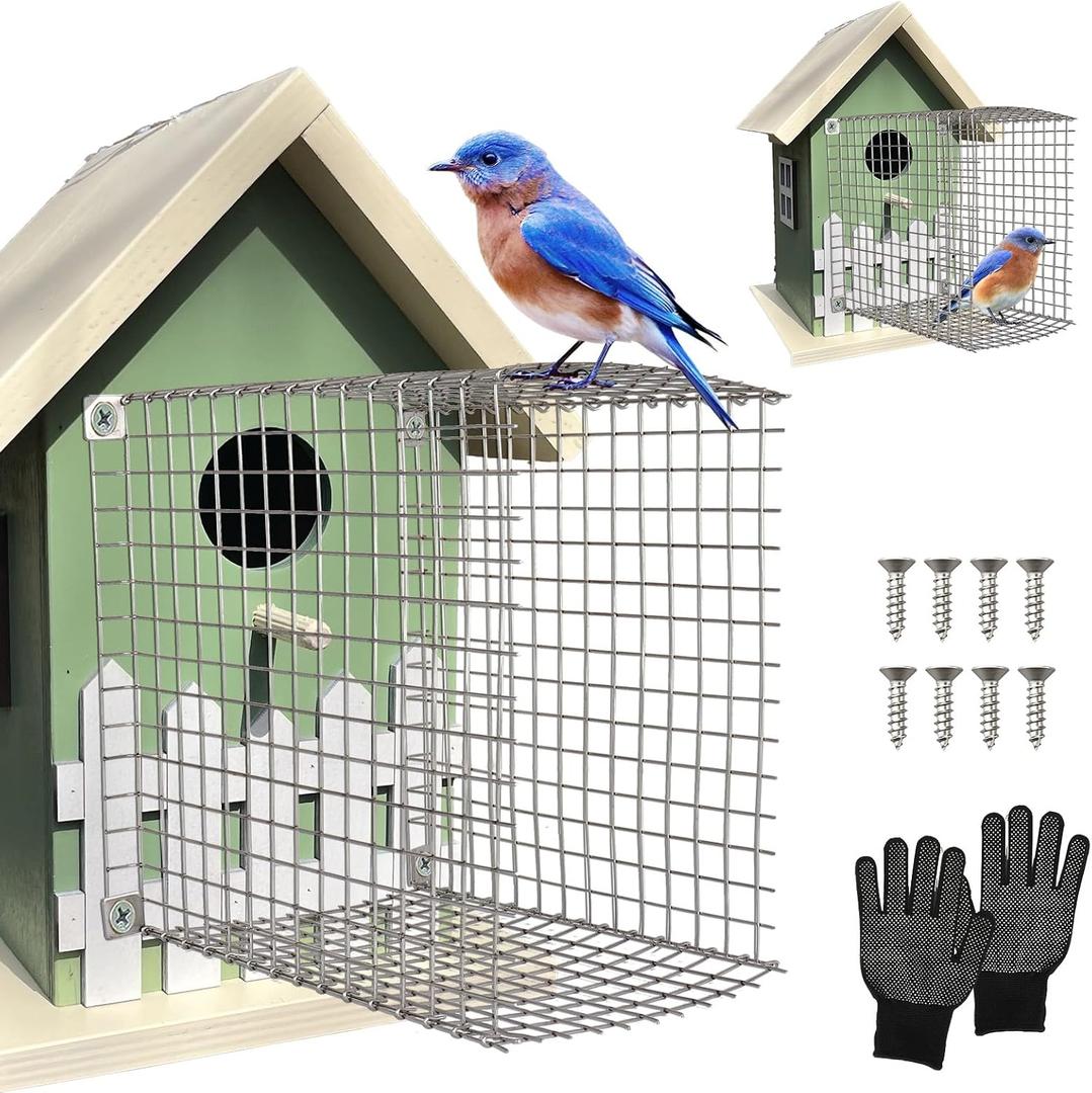 Tryly 2Pcs Bluebird House Protector Guards, Stainless Bird House Entrance,Designed for the Secure of Eastern Bluebird Homes and Their Chicks (Square)