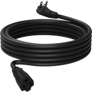 25 Ft Flat Plug Extension Cord, 16 AWG 3 Prong Grounded Black Low Profile Extension Cable for Indoor, UL Listed