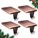 HMASYO Christmas Stocking Holders for Mantle Set of 4, Heavy Duty Iron Stocking Hangers Base, Low Profile Weighted Stocking Holder Hooks for Fireplace Tabletop Shelf Christmas Decoration, Copper
