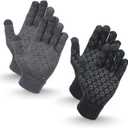 Heat Logic Unisex Thermal Knitted Winter Gloves, Touchscreen Compatible Cold Weather Warm Gloves for Men & Women, Pack of 2 (Grey + Black - With Grip)