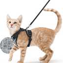rabbitgoo Cat Harness and Leash for Walking, Escape Proof Soft Adjustable Vest Harnesses for Cats, Easy Control Breathable Reflective Strips Jacket, Doodle Gray,S