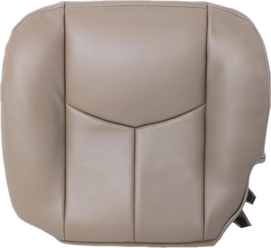 SecosAutoparts Driver Side Bottom Leather Replacement Seat Cover Tan # 522 Compatible with Chevy Tahoe Suburban Silverado Avalanche Sierra Yukon 2003 2004 2005 2006 2007