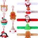 5 Pcs Christmas Mini Plush Keychains with 5 Pcs Christmas Slap Bracelets Santa Claus Gingerbread Man Xmas Tree Penguin Snowman Stuffed Decoration