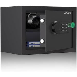 AEGIS Small Safe Box with Programmable Digital Keypad, Money Safe Lock Box for Home Office Hotel, 0.8 Cubic Feet, 9.84 x 13.78 x 9.84
