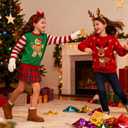 westwolf 5-14 Years Girl Sequin Ugly Christmas Knitted Sweaters for Kids (9-10 Years, C-red Green White Brown)