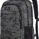 MATEIN Travel Computer Backpack, Sturdy College School Backpack for 15.6 Inch Laptop with Anti Theft Back Pocket, Lightweight Bookbag Carry On Personal Item Bag Casual Daypack Gift for Women & Men (Grey and Black Camo)