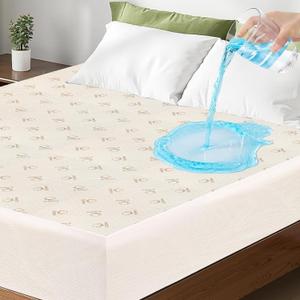 King Size Mattress Protector Waterproof, Breathable Cotton Terry Bed Pad Cover, Deep Pocket Fitted Sheet for 8-24 Inch Mattress