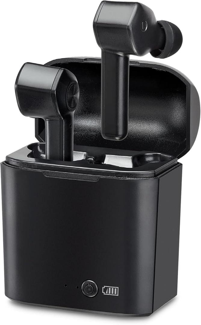 iLive Truly Wire-Free Bluetooth Earbuds, Sweatproof Design, Charging Case, Includes 3 Set of Ear Tips, Black (IAEBT300B)