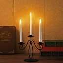 FREEPOWER Set of 6 Flameless Window Taper Candles with 6PCS Black Base, Battery Operated FlickeringTaper Candle with Remote and 4H/6H Timer,for Christmas Home Wedding Decor..