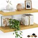 Floating Shelves for Wall, 24 Inch Set of 2 Rustic Wood Wall Shelves with Invisible Brackets, Heavy Duty Storage Display for Living Room Bedroom Kitchen, Oak