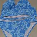 Floerns Women's Floral Print Halter Neck Tankini Top Two Piece Bathing Swimsuit, Size L