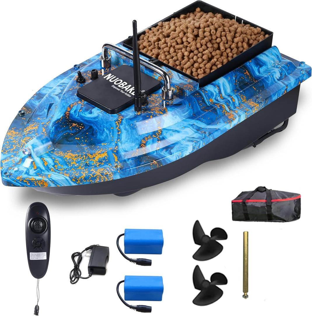 Bait Boat,RC Bait Boat,2.4G 546yd Remote Control with 4.4lbs Capacity, Dual 5200mAh Batteries, ABS Heavy-Duty Hull, Brushless Motors & Night LED, 19 X 10.43 X 6 Inches