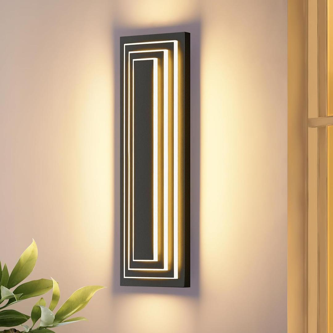 Outdoor Wall Lights,3-Tier Large Exterior Lighting Fixtures,LED Front Porch Lights,Waterproof Outdoor Garage Lights,3000K Warm White 3000K Modern Acrylic Wall Sconce,23.6IN,36W,1 Pack, 2025 Upgrade 3-tier 23.6 Inches
