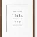 11x14 Picture Frame, Solid Oak 11x14 Photo Frame with Mat to 8x10 (Openning Size is 7.6x9.6), 14x11 Wooden Frames for Wall, (Walnut Set of 1)