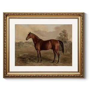 ARPEOTCY Vintage Gold Framed Horse Wall Art, Bedroom Bathroom Living Room Classic Horse Picture Wall Decor, Canvas Prints, Antique Picture Frame Rustic Paintings Home Farmhouse Decor, 13x16 Inch