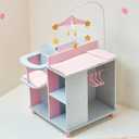 Olivia's Little World 6-in-1 Wooden Baby Doll Changing Station with Crib, Changing Table, High Chair, Double-Door Closet, Sink and Washing Machine, Multicolored, One Size
