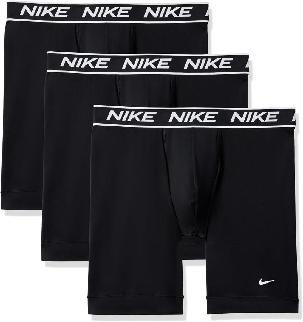 Nike Men's All Day Micro Stretch Long Leg Boxer Brief Underwear (3-Pack) (Medium, Black/Black/Black)