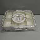 Amzcku Divided Serving Tray with Lid and Handle - Snackle Box Charcuterie Container for Portable Snack Platters - Clear Organizer for Candy, Fruits, Nuts, Snacks - Perfect for Party, Entertaining (1 pack 8 Compartments)