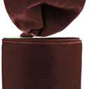 Velvet Wired Edge Ribbon, 4 Inch Width, Christmas Gift Wrapping Ribbon, Waterproof for Wreath DIY Crafts (Brown, 20 Yards)